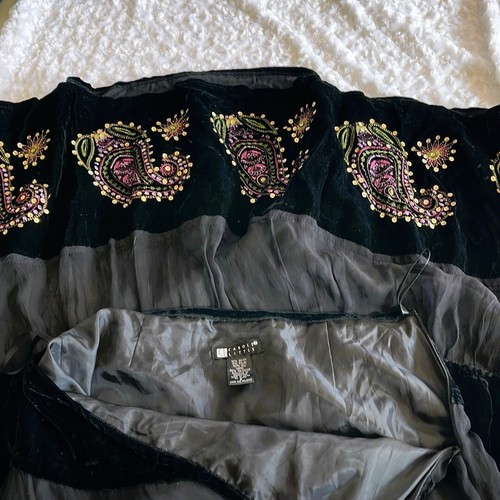 Vintage Carole Little Tiered Skirt Womens Paisley Boho Size 6 - Picture 5 of 9