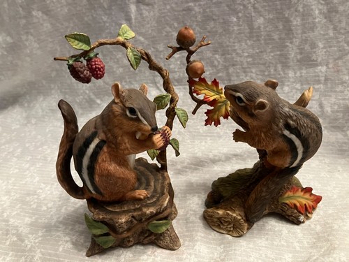 2 Lenox Figuren. Östliche Streifenhörnchen. Herbstabenteuer mit Herbstlaub und Wechselstrom
