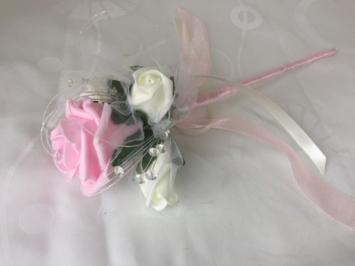 Wedding Flowers Ivory Rose Star lily Bouquet, Bride, Bridesmaid Flower-Girl pink - Picture 14 of 22