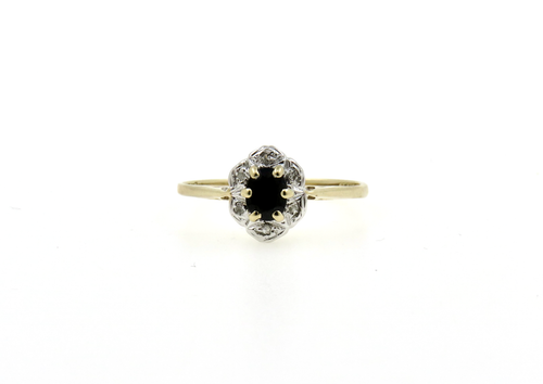 Zafiro 0.30ct. & Diamante 0.20ct. Oro Amarillo 9ct.Cluster Anillo Talla UK N 1/2 - Imagen 3 de 3