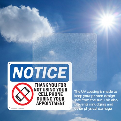 (2er Pack) Kein Handy während Ihres Termins OSHA Hinweis Schild Aufkleber Metall - Bild 7 von 23