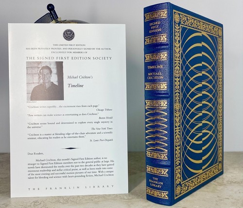 TIMELINE by Michael Crichton, Signed First Edition Franklin Library 1999 - Bild 1 von 10