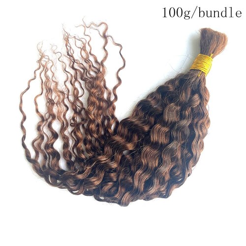 Kinky Curly Human Hair Bulk For Braiding Brown Color Crochet Braids Hair No Weft - Picture 3 of 11