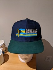 Rare Vintage Bahamas Blue  Green Embroidered Flag Snapback Cap Hat