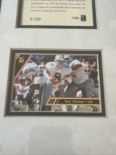 1993 Troy Aikman Dallas Cowboys Kelly Russell Lithograph Print Framed - Picture 4 of 8