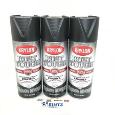 KRYLON 9203-3 PACK SEMI-FLAT BLACK Rust Tough Protective Enamel - 40% Stronger 