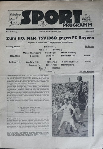 Fussball-Programmheft 48/49 Oberliga 1860 München - Bayern München