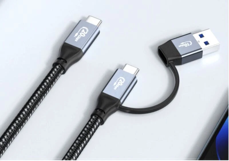 Type C to USB 3.0 + USB C 2 in 1 PD Fast Charging Data Braided Cable 1.5m - Image 2 of 4