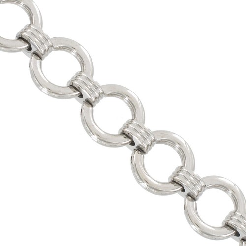 Rochet Industrial Stainless Steel Circle Link Chain Necklace Mens Jewelry 22" - Picture 3 of 4
