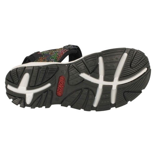 Black Toe Summer Rieker Combi Fastening 68863 Open Sandals Ladies Riptape Casual gzxqfwHZ