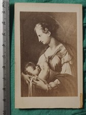 Painting "Madonna with Child" Photo CDV Reproduction Antique Late 1800s Vintage