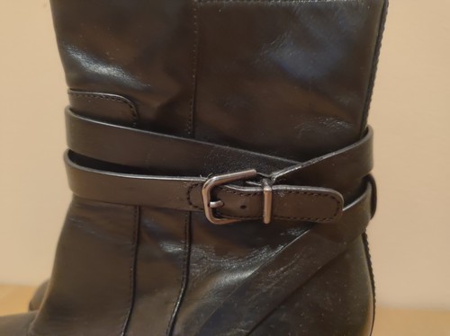 Black Leather Ankle Boots Motorcycle Via Spiga Womens Size 7.5 M Punk Chic - Picture 4 of 13