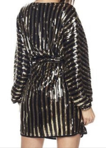 Mini Vestido Colección Hera Negro Dorado Lentejuelas Talla Pequeña Nuevo Mangas Dalman Nuevo - Imagen 3 de 11
