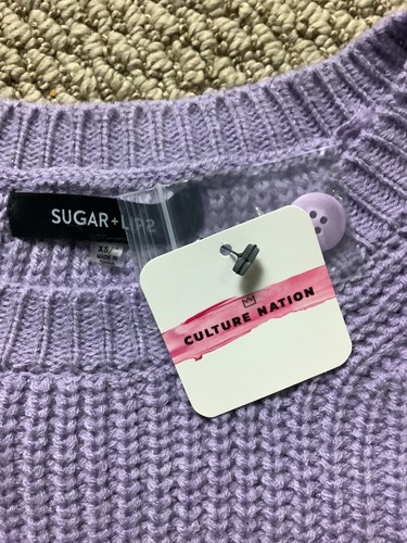 Suéter de manga larga tejido lavanda SUGAR+LIPS para mujer talla - XS - Imagen 8 de 10