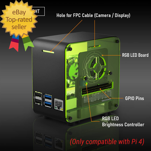 Raspberry Pi 4 Case, Aluminum Mini Tower Case with Cooling Fan and Color Changin - Picture 5 of 9