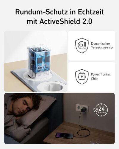 Anker Nano 3 USB C Ladegerät 47W GaN Schnellladegerät mit 2Anschlüssen für Handy - Bild 4 von 6