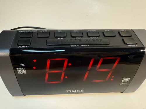 Timex Clock Radio T235Y Double Alarm AM/FM Black Grey Jumbo Red Numbers - Picture 4 of 9