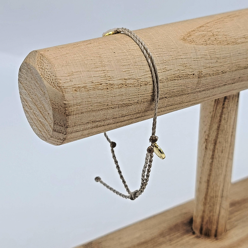 Pura Vida Tan Braided Bracelet – White Druzy Rainbow Geode & Gold Tag - Picture 5 of 6