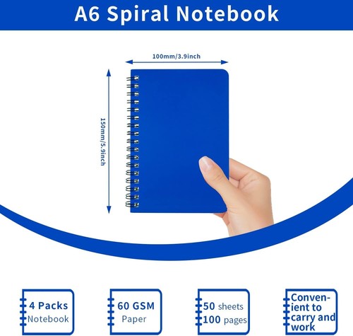 Spiral Notebook 4Pack Pocket Notebook 4.2"X 6.1" Pocket Notepad Small Notebook - Picture 2 of 8