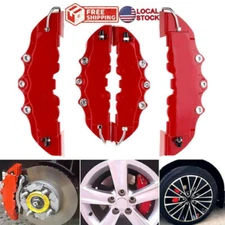4PCS Red Car Universal Disc Brake Caliper Covers Front Rear Car Accessories Kit