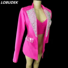 Jacket+Bra+Pants 3PCS Set Women Bar Blazer Suits Birthday Party Show  Costume