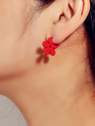 Female Jewellery Red Flower Small Pierced Stud Earrings Best Friends Funny Gifts - Picture 13 of 110