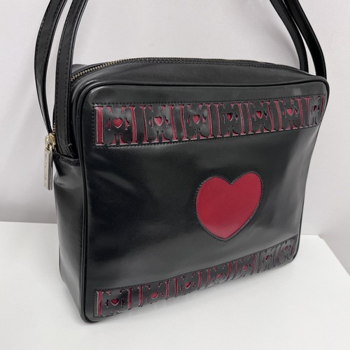 Vintage Escada Leder Schultertasche Handtasche HERZ rot und schwarz - Bild 4 von 18