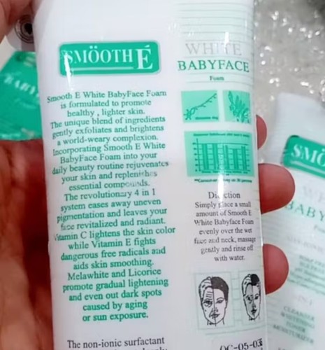 Schiuma viso bambino bianca liscia E 4 oz 120 ml arbutina acne equilibrio vitaminico non ionico X3 - Foto 3 di 6