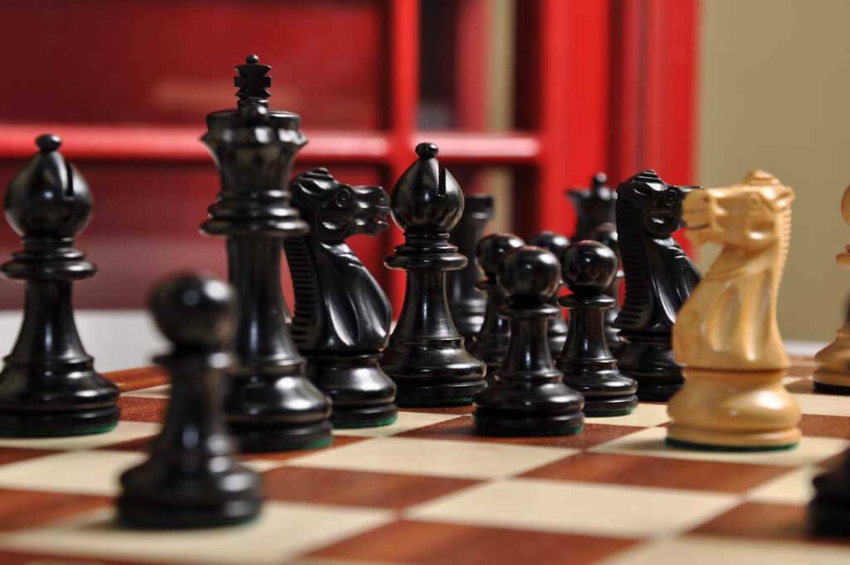 The Library Grandmaster Chess Set, Box & Board Combination - Ebonized ...