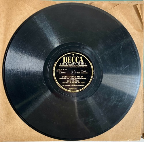 (9) Bing Crosby DON'T FENCE ME IN + WHITE XMAS ~ Decca A-417 78rpm Shellac ~ E- - Picture 10 of 12