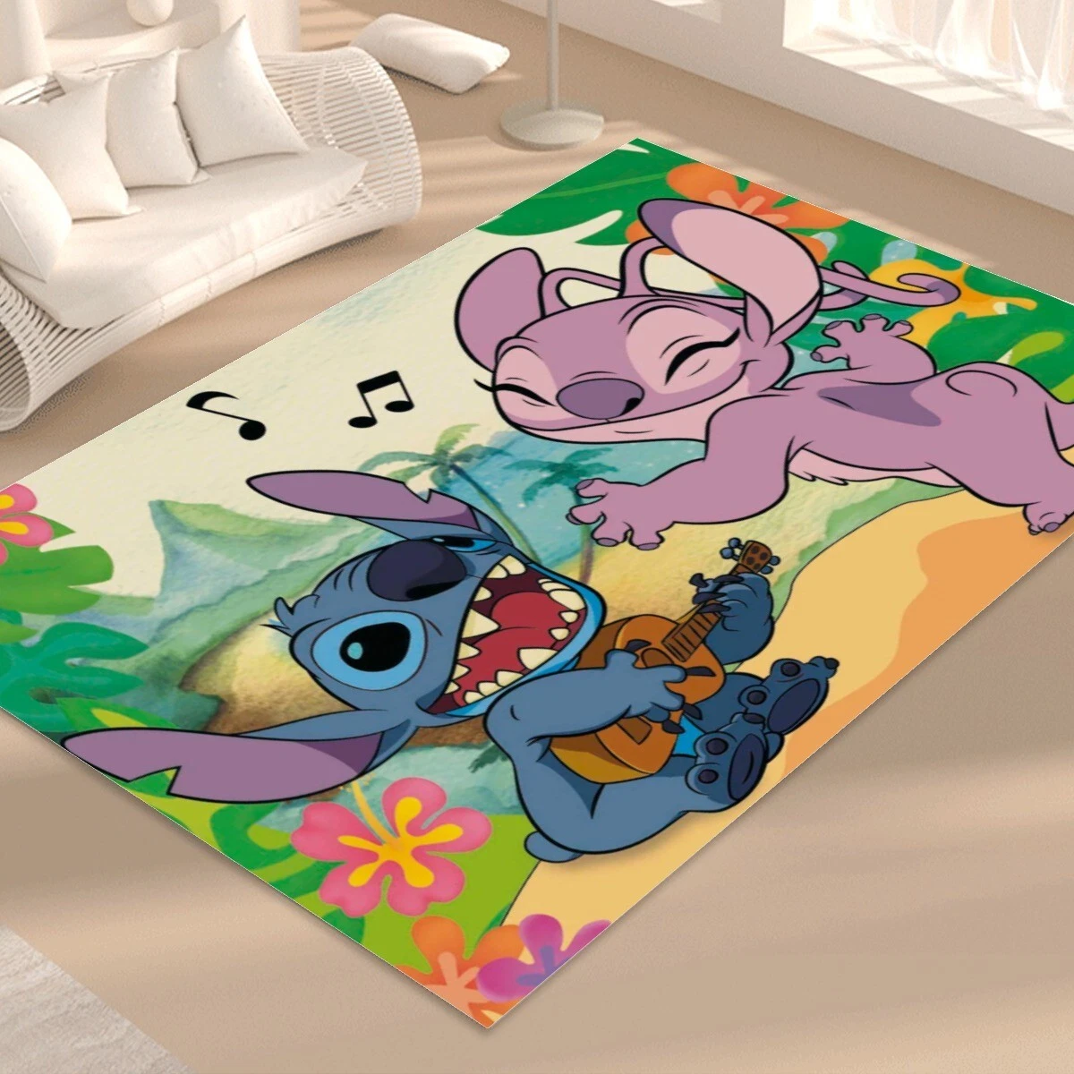 Lilo & Stitch Angel Print Foldable Rectangular Floor Mat Rug Anti-Skid