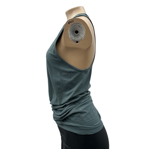 Athleta Scoop Neck Racerback Tank Top Yoga Workout Gym Ruched Side Gray Womens M - Picture 4 of 10