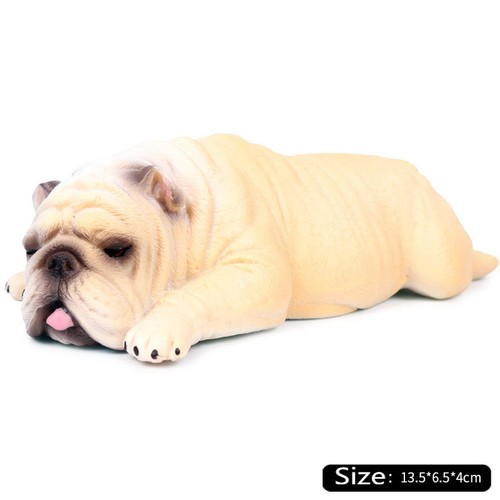 Sleep Dog English Bulldog Pet Animal Figure Model Toy Collector Decor Kid Gift - Bild 5 von 8