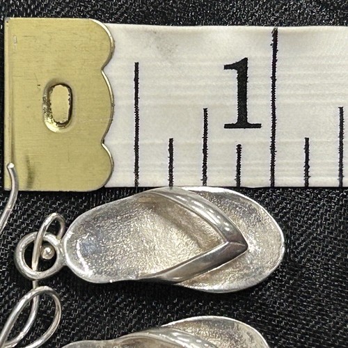 FLIP FLOP FLOPS Earrings SANDAL Beach Thong Hook dangle Sterling Silver Signed - Picture 8 of 10