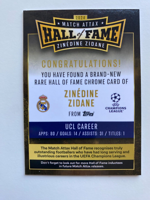 TOPPS MATCH ATTAX 2024-2025 24/25 ZINEDINE ZIDANE HALL OF