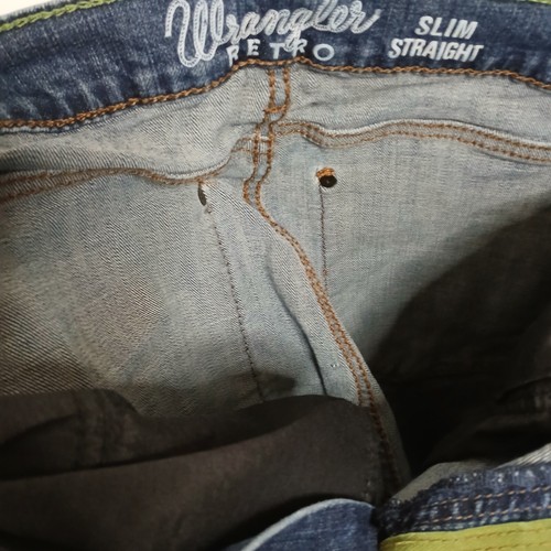 Wrangler Retro Jeans Mens 29x34 Blue Denim Cowboy Western Slim Straight JA013 - Picture 10 of 13