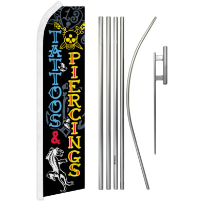 Tattoos & Piercings Swooper Flutter Feather Advertising Flag Kit Tattoo Shop 