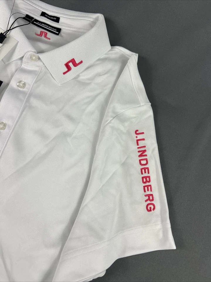 J Lindeberg Golf Shirt Polo Tour Tech Regular Fit XXL White Polyester MSRP $90 - Image 2 of 4