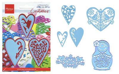 Präge- Stanzschablone Herz Folklore Vögel Schnörkel Marianne Design Creatables