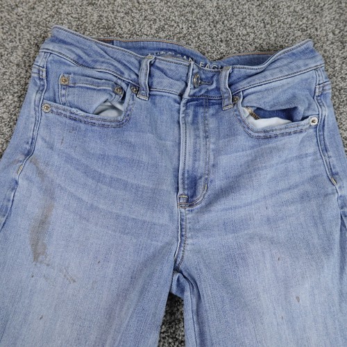 American Eagle Jeans Womens 4 Blue Denim Pants Wide Leg Baggy Grunge Stretch AE - Picture 5 of 24
