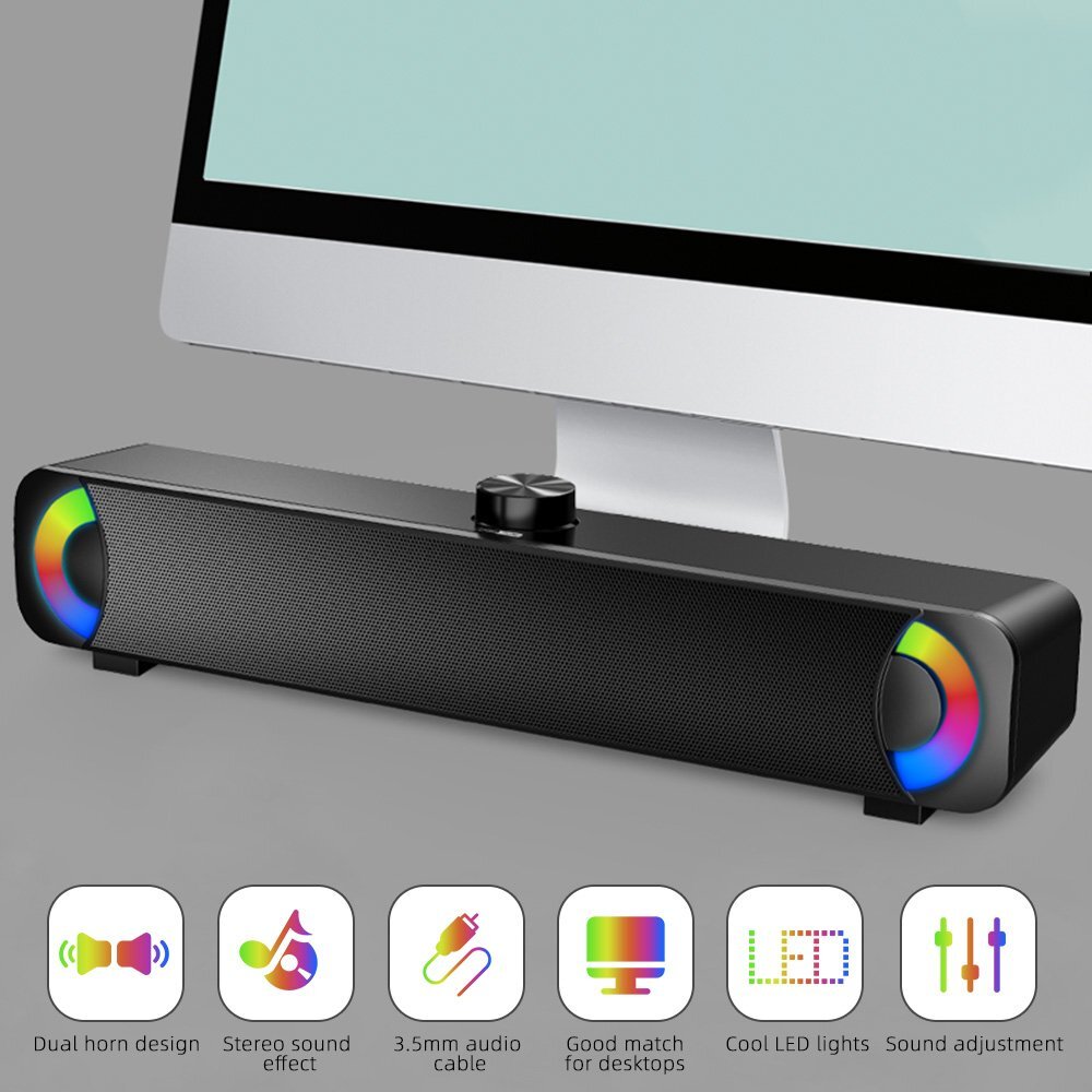 Lautsprecher Stereo Soundbar USB Subwoofer Musikbox für TV PC Handy Computer NEU