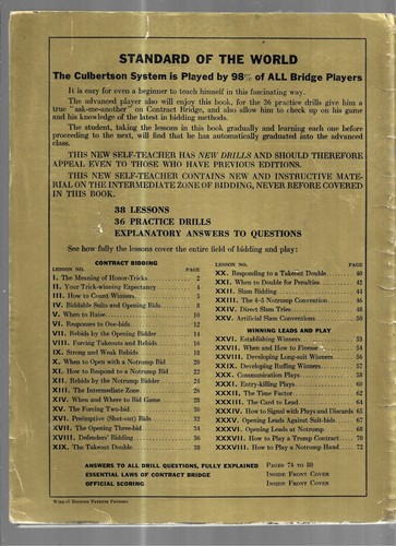 CULBERTSON'S OWN NEW CONTRACT BRIDGE SELF-TEACHER 1938 EDITION - Picture 2 of 3