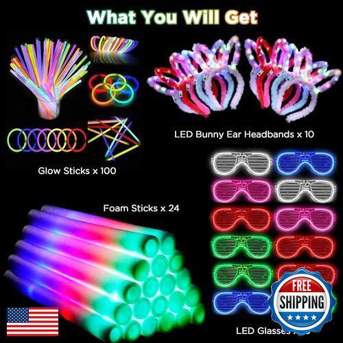 BietrunPro 144 PCS Glow Party Supplies, Halloween Party Favor, 24 PCS Foam Gl - Picture 4 of 5