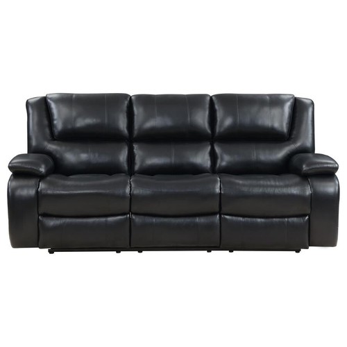 2 PC BLACK FAUX LEATHER RECLINING SOFA GLIDING LOVESEAT FURNITURE SET - Picture 17 of 19