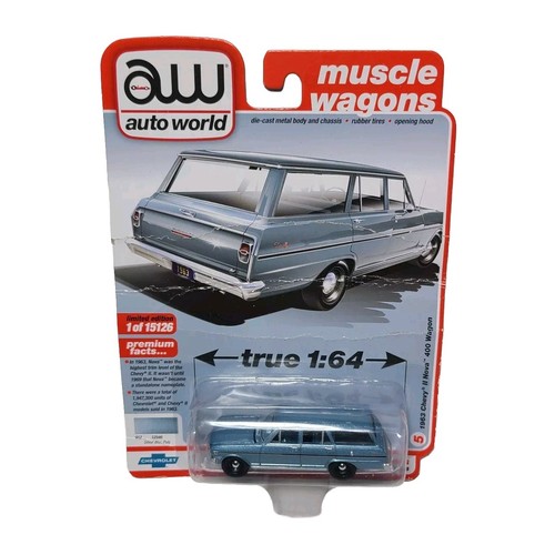 Auto World Muscle Wagons 1963 Chevy 11 Nova 400 Wagon Maßstab 1:64 Kartenfalten