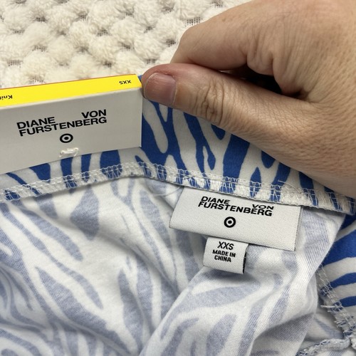 Diane von Furstenberg Skirt Blue Zebra Print Flare Hem XXS - Picture 9 of 9