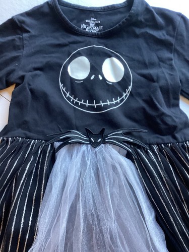 DISNEY GIRLS 10/12 NIGHTMARE BEFORE CHRISTMAS JACK SKELLINGTON DRESS GLOWS - Picture 2 of 4