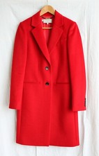 Elegant Red Ladies Hobbs Wool Button Up Single Breasted Coat
