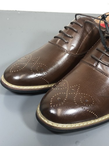 Bruno Marc Men's Classic Formal Oxford Wingtip Dress Shoes - Prince-12 8 Brown - Picture 6 of 13