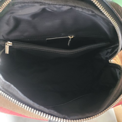 Designer inspirierter karierter Rucksack Geldbörse Canvas, veganes Leder, Reißverschlüsse, Taschen - Bild 8 von 9